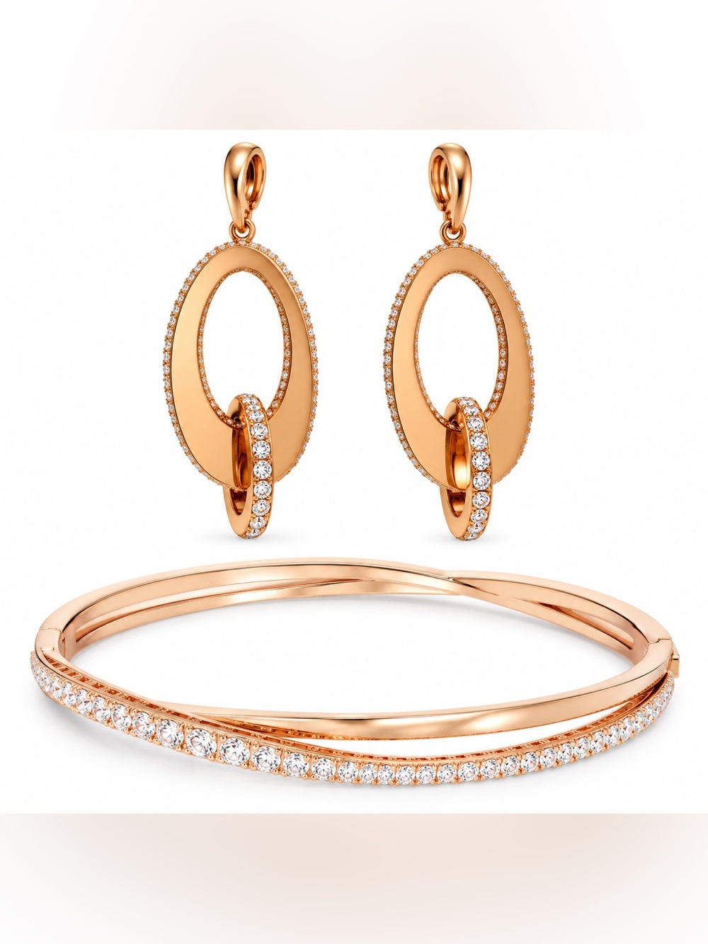 Swarovski Twist Pave Intertwined double bangles and earrings set